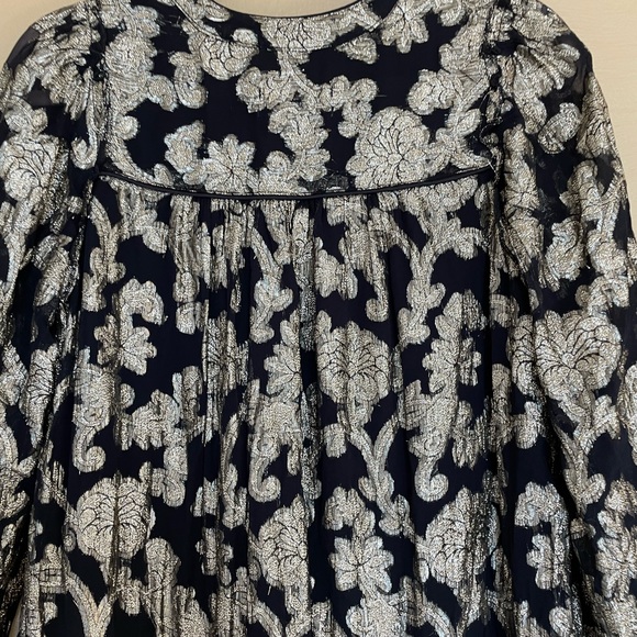 Anthropologie Black and Metallic Gold Swing Mini Dress, Size Medium - Picture 6 of 12